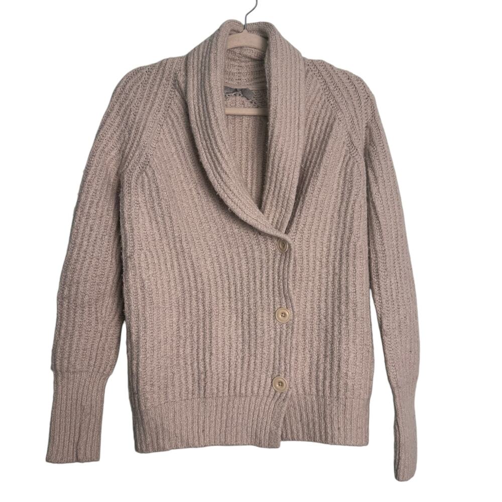 Vince Cardigan XS TP Women Cream Cabel Knit Warm Cozy Fisherman Button Closure